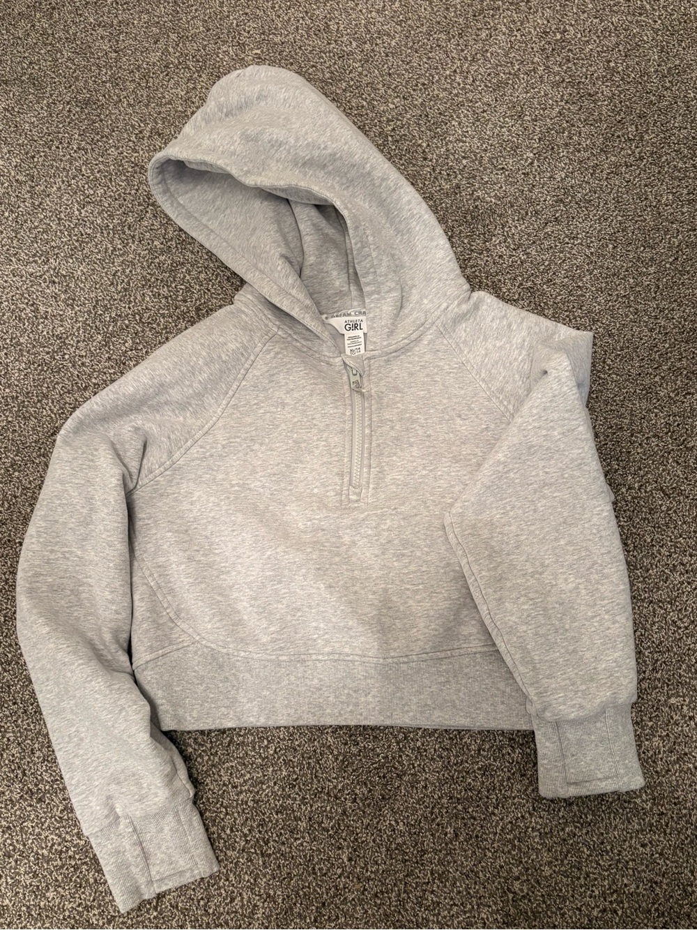 Athleta Light Gray Half-Zip Hooded Sweatshirt